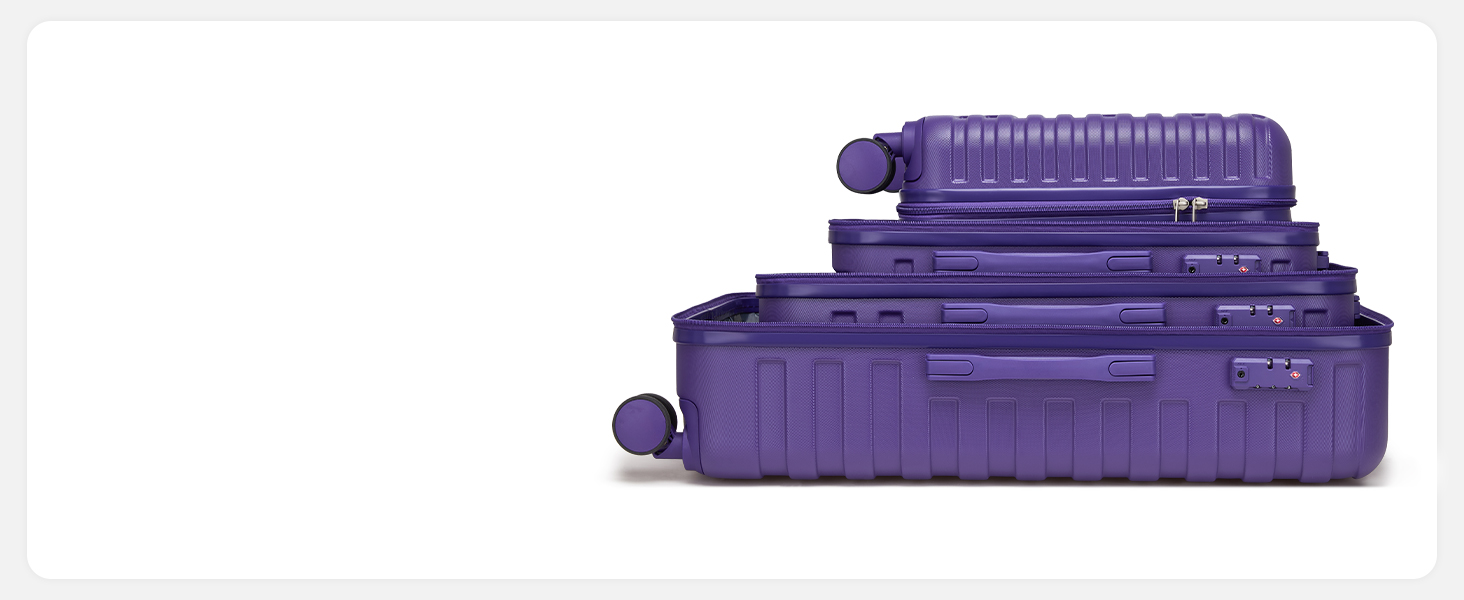 Набір валіз LARVENDER 6 шт. з твердим корпусом, легкий ABS, розширюваний, з TSA-замком, ручна поклажа, з сумкою та косметичкою, білий/коричневий