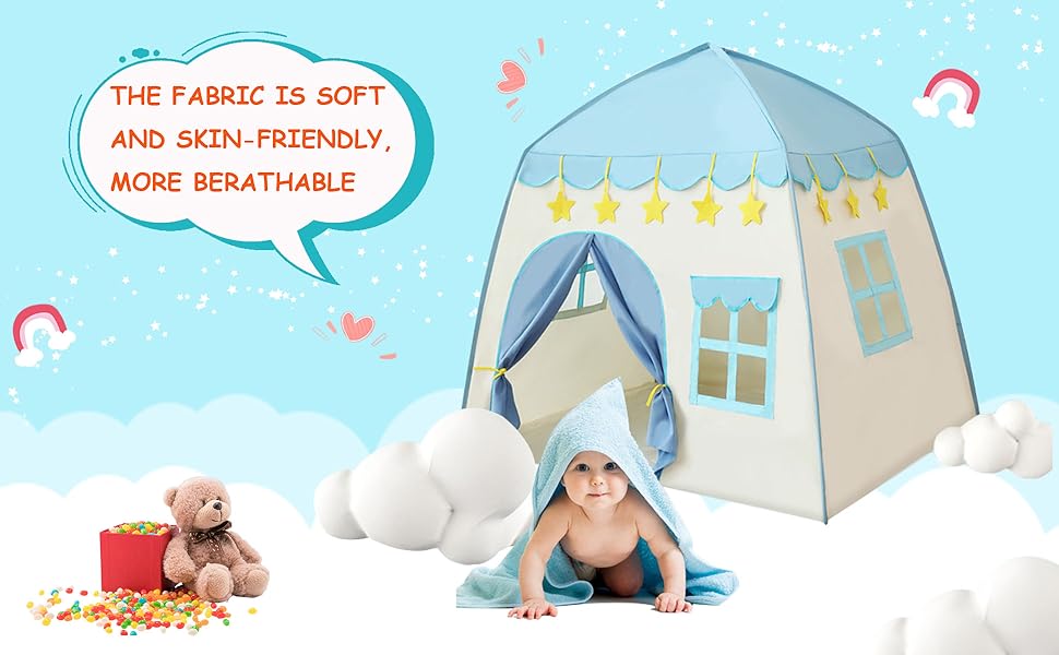 Дитячий ігровий намет із зірковими вогнями Princess Castle Teepee для внутрішнього та зовнішнього використання (синій)
