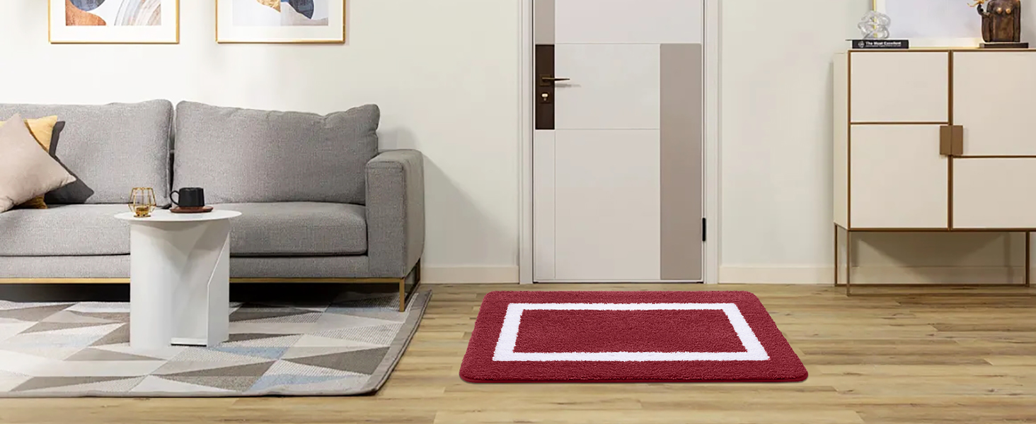 Набір килимків для ванної кімнати Homaxy: антиковзаючі, з м'якої мікрофібри, пухнасті, 2 шт. (40x60 см + 50x76 см), бордовий