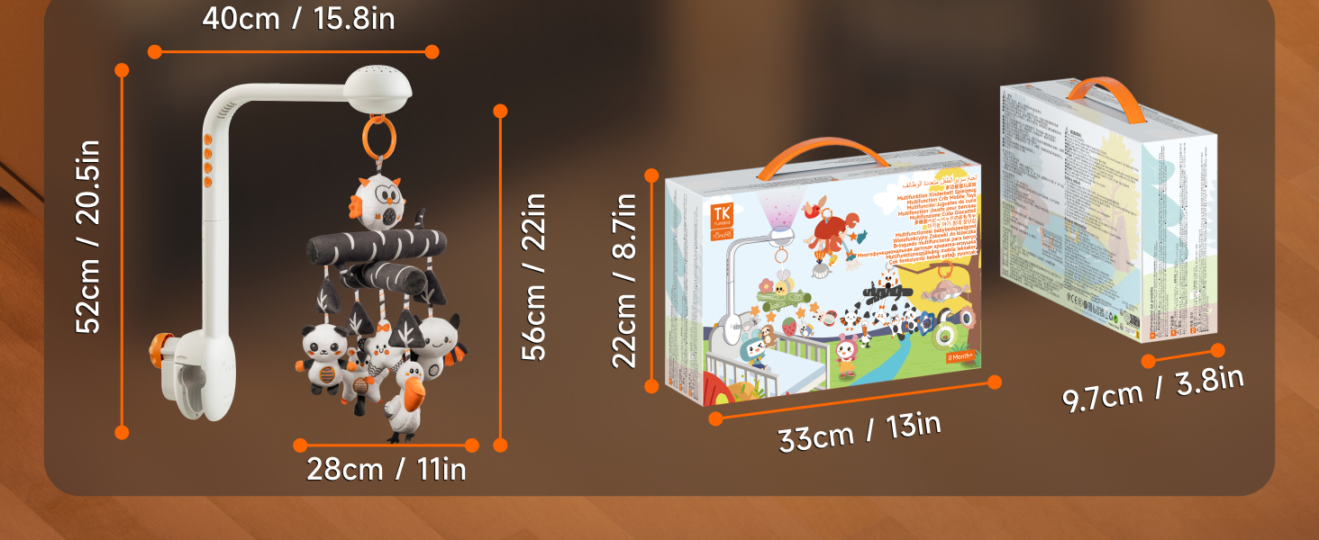 Мобіль для ліжечка TUMAMA 3 в 1 з проєкцією та музикою, іграшки для малюків від 0 до 12 місяців