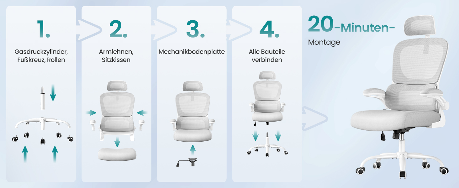 Офісне крісло SONGMICS з ергономічною спинкою з сітки, з регульованою підголівником та поперековою підтримкою, для дому та офісу, сірого кольору (OBN041G01)
