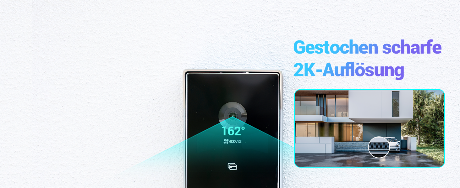 Відеодомофон EZVIZ CP7 з відкриттям дверей, 2K камера, розпізнавання людей, push-повідомлення, двосторонній аудіо та кольоровий сенсорний екран, для зовнішнього використання