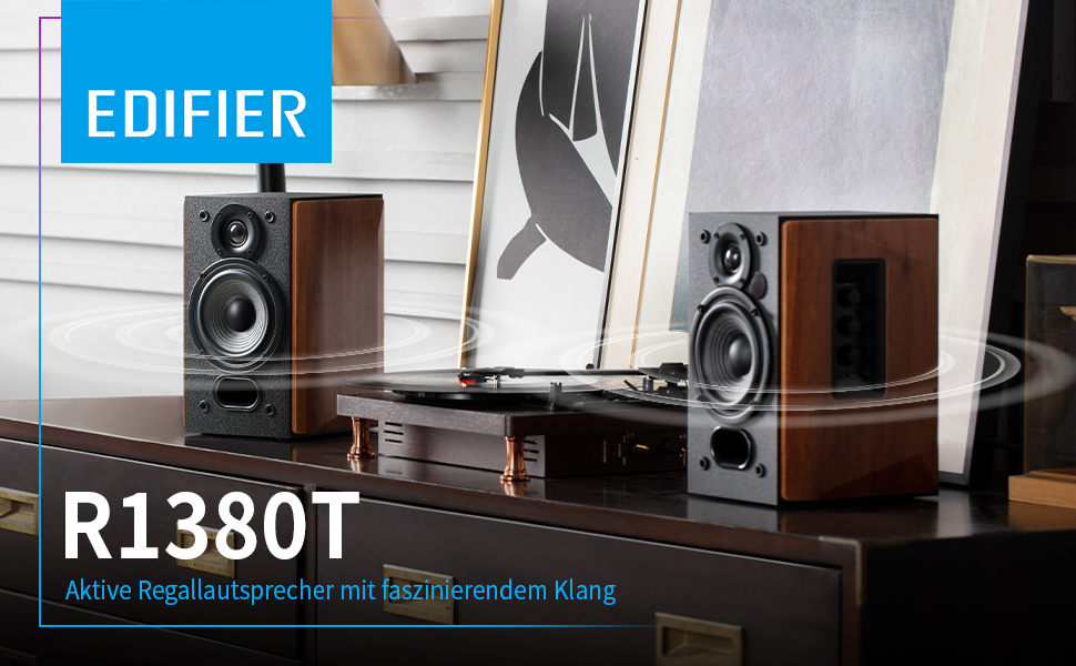 Edifier R1280T: Активні референсні колонки 2.0 - 42W RMS, Коричневий, Без Bluetooth, Для ПК та Студії