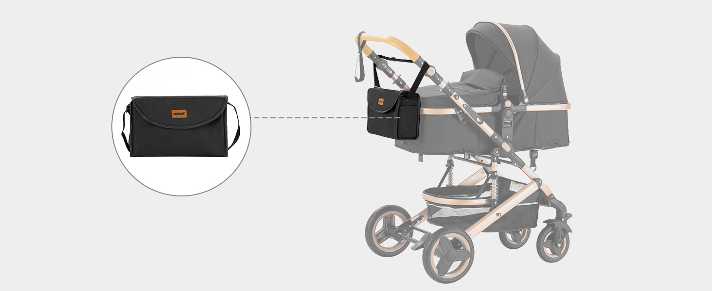 Дитяча коляска YAZOCO 3 в 1: Buggy, Babybett, Комплект. Компактна, складна, з алюмінієвим каркасом для новонароджених (2 шт. чорного кольору)