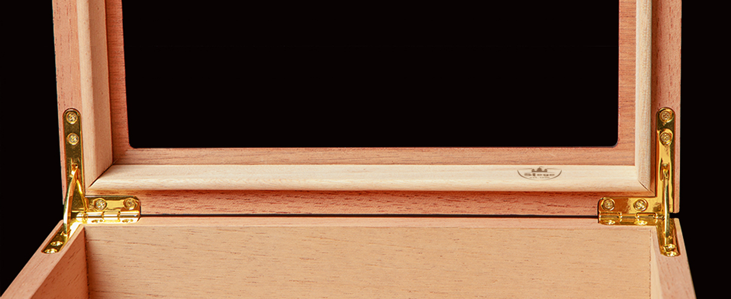 Вологостійкий вологомір для сигар, дерев'яний ящик для сигар з іспанської кедру, вологомір, роздільники, аксесуар для сигар, подарунок для чоловіків (30-50 сигар), чорний