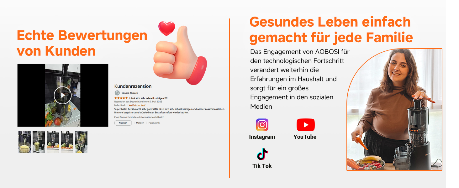 AOBOSI Повільнодіючий соковитискач з великою завантажувальною воронкою 135 мм, 200 Вт, холодний віджим, зворотний хід, потрійний фільтр, BPA-free, тихий, для свіжих соків з фруктів та овочів, чорний