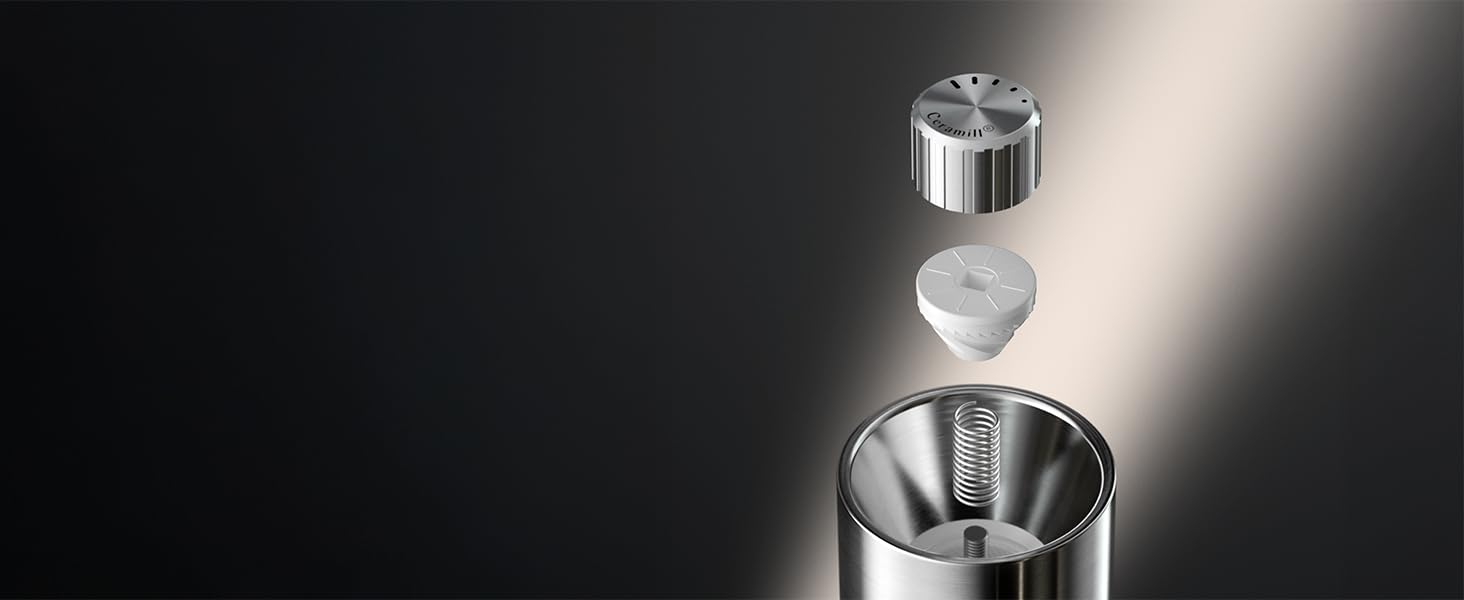 Мельниця WMF Nature Pro: ручна для солі та перцю з керамічним механізмом, регульованим помолом та аромашлузом