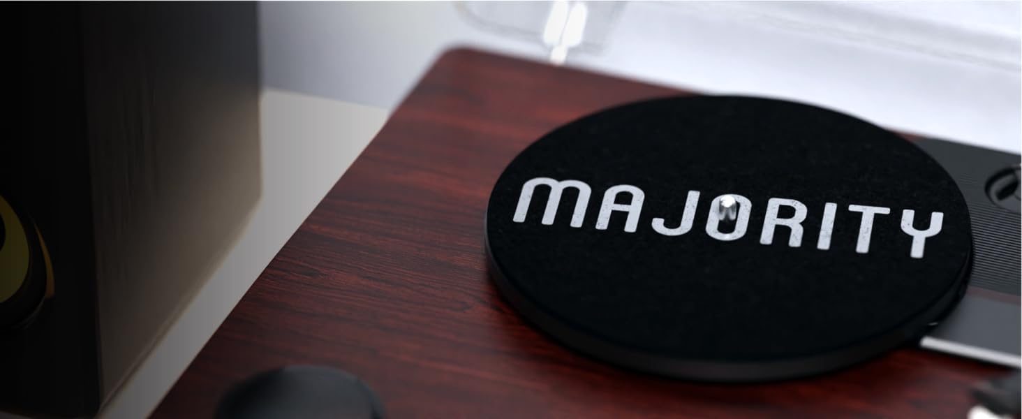 Вініловий програвач Majority Moto з Bluetooth, динаміком, USB-записом, касетою, адаптером 45 RPM та фетровим килимком