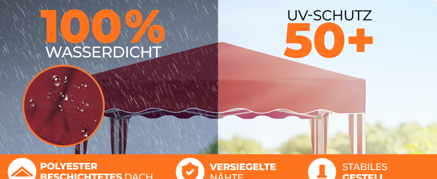 Павільйон Kronenburg Faltpavillon 3x3 м, водонепроникний, UV захист 50+, з 4 боковими частинами, колір шампань