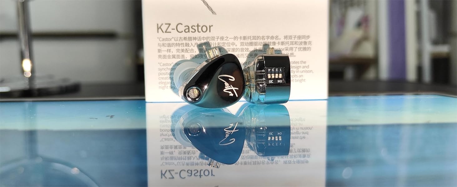 Вушний монітор keephifi KZ Castor IEM 2DD, дротовий HiFi, Bass Edition, 2-pin, Чорний