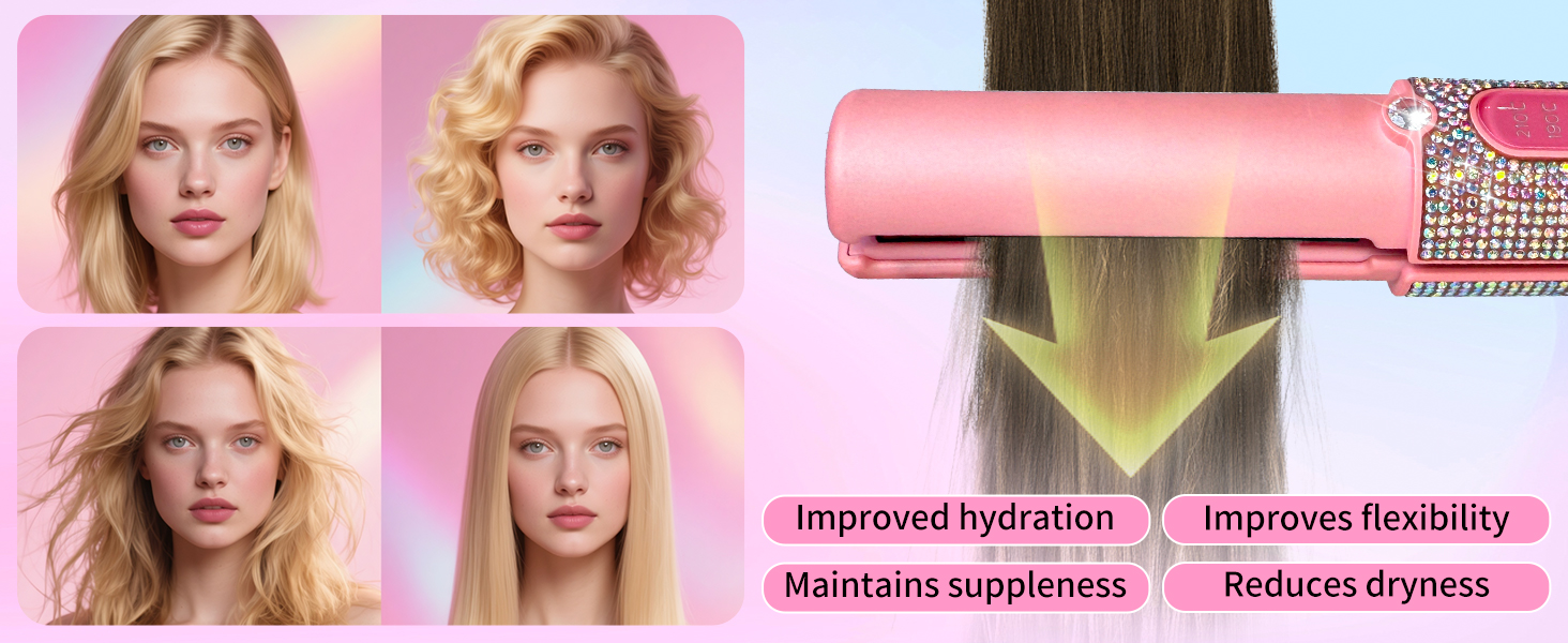 Бездротовий випрямляч для волосся Titan Mermaid 2-в-1 з акумулятором 5000mAh: випрямлення, завивка, швидкий нагрів до 205°C, портативний для подорожей