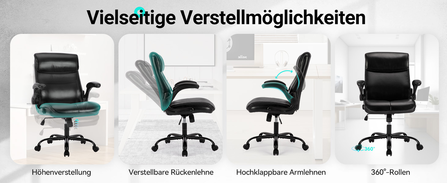 Офісне крісло COLAMY з підігрівом та підніжкою, ергономічний шезлонг для начальника, поворотне на 360°, регульована спинка 94-125°, для офісу