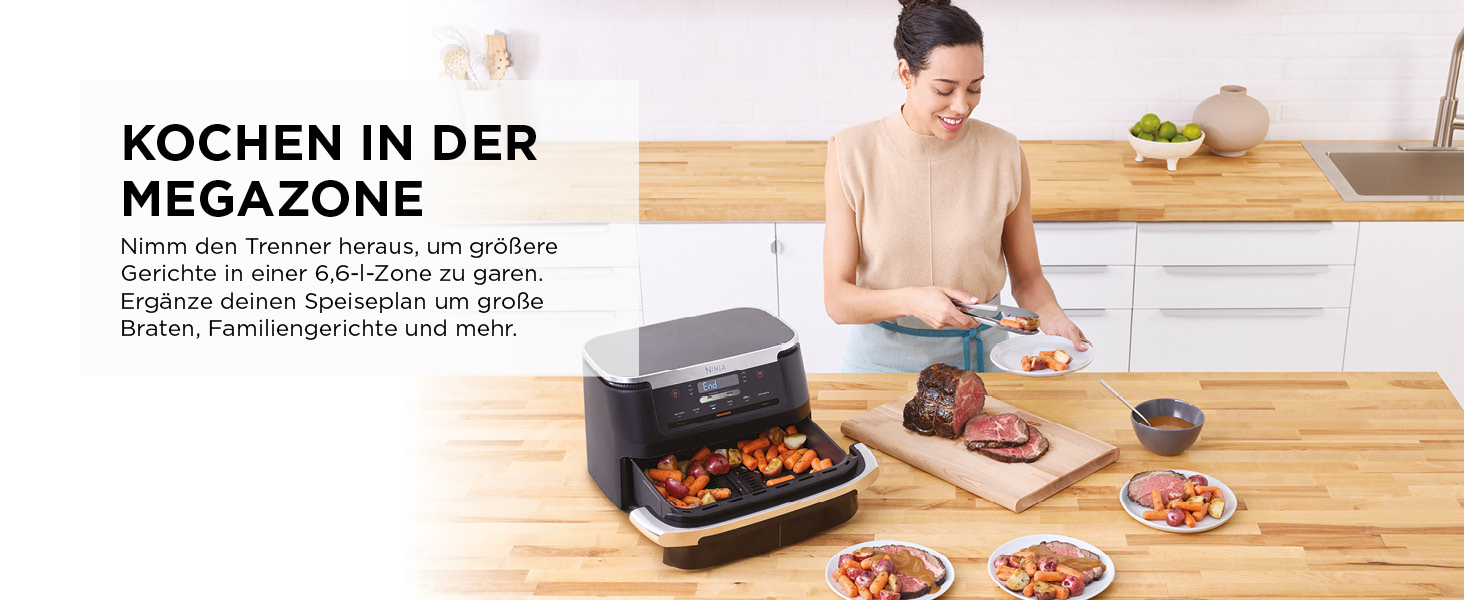 Аерофритюрниця Ninja FlexDrawer AF550EU 6.6 л, чорна: багатофункціональна фритюрниця 6-в-1 з великою шухлядою Dual Zone, функціями запікання та Max Crisp