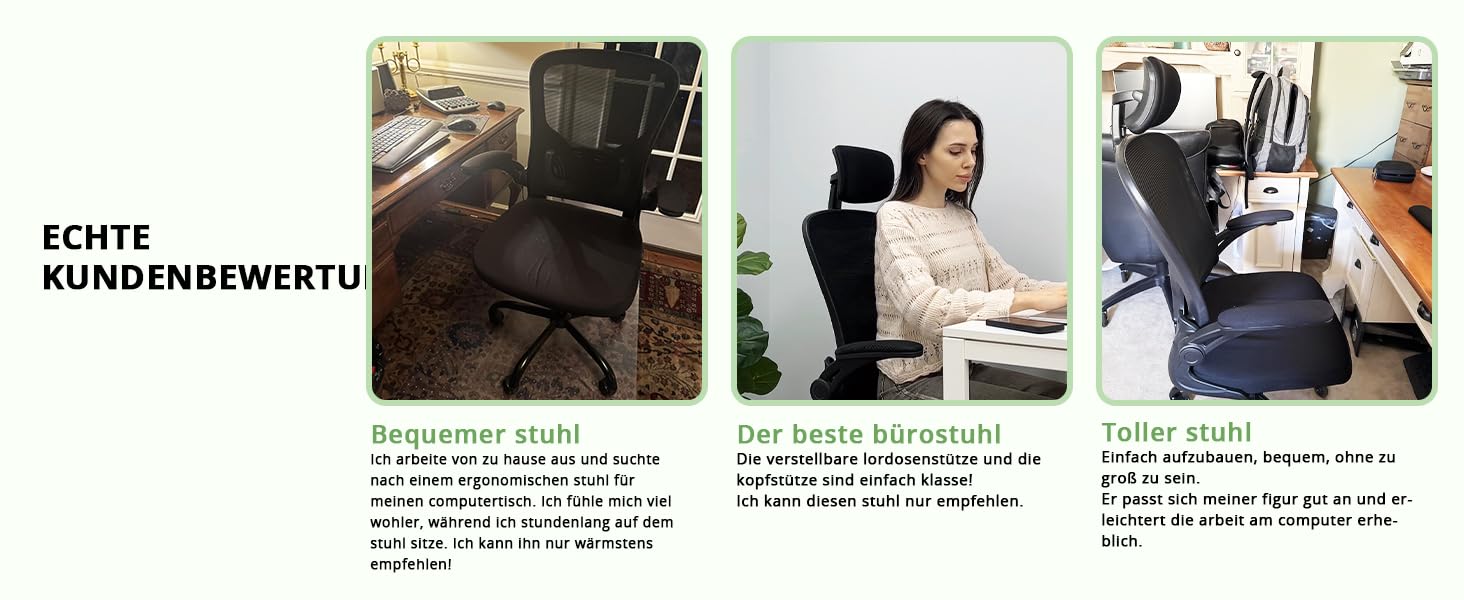 Офісний стілець Synorla ергономічний з підтримкою спини, 150 кг, чорний з підголівником