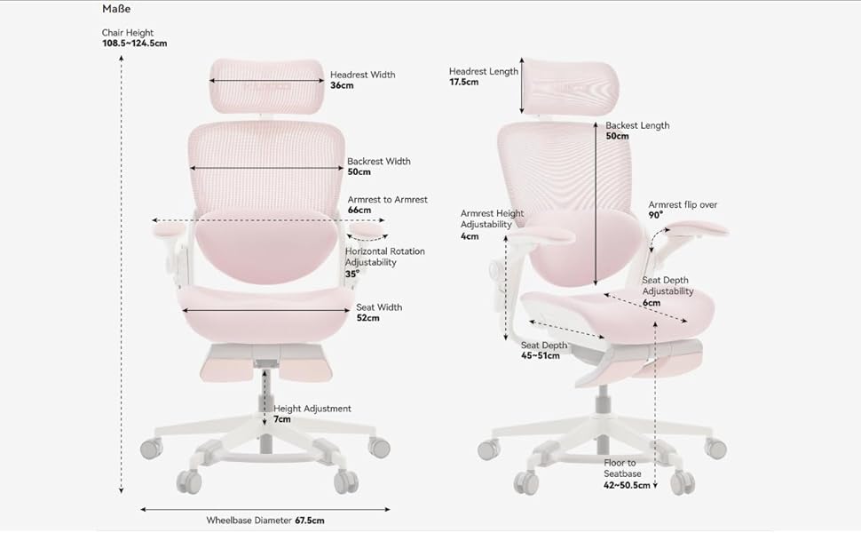 Ергономічне крісло Musso E80 Muse FemmePosture™ для жінок - регулювання спинки до 135°, 3D-підтримка попереку, 17см 4D-підголівник, висувна підніжка, регулювання глибини та висоти сидіння, регульовані підлокітники (Сірий)