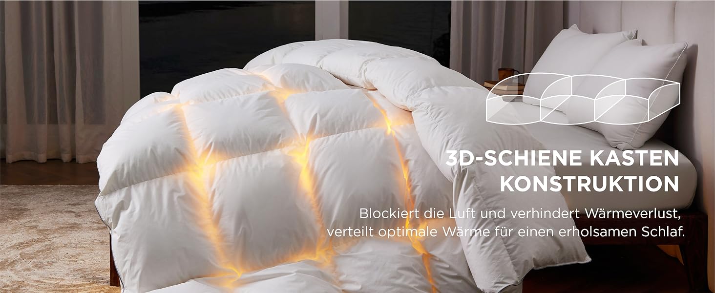 BEDSURE Пухова ковдра 155x220 см - тепла зимова ковдра з 90% пуху та 10% пера, 1080 г наповнювача, сертифікат Öko-Tex, пральна, стегане покриття, білий колір