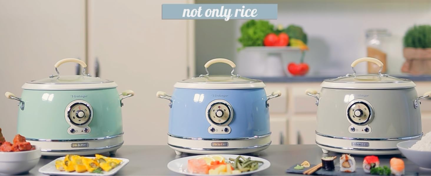 Мультиварка Ariete Vintage 2904 блакитна 3.5л для рису, приготування на пару, повільного приготування з керамічним антипригарним покриттям 650W