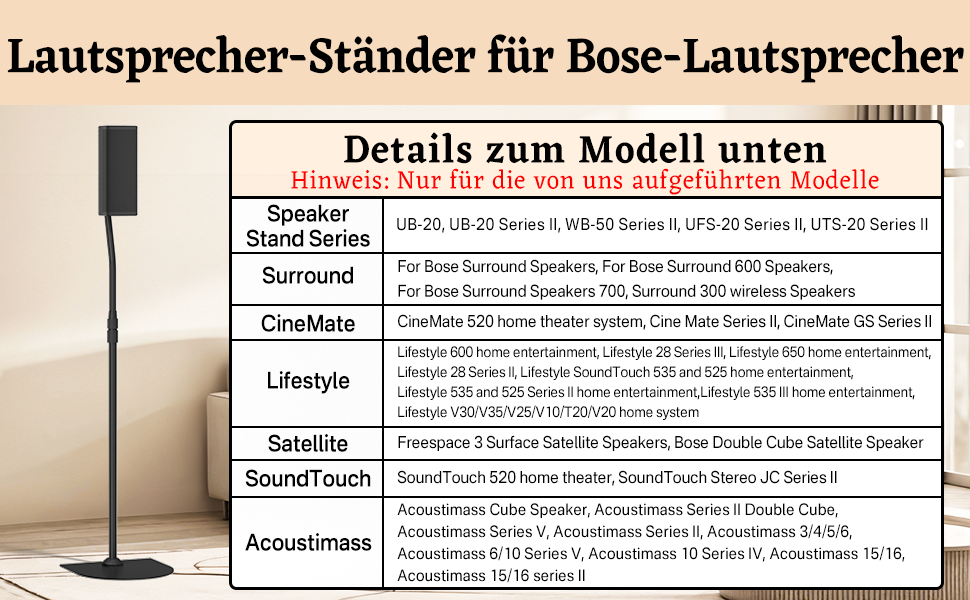 Стійка для акустичних систем Bose з кріпленням Slideconnect, сумісна з Bose Surround 700, OmniJewel, Lifestyle 650, CineMate GS II