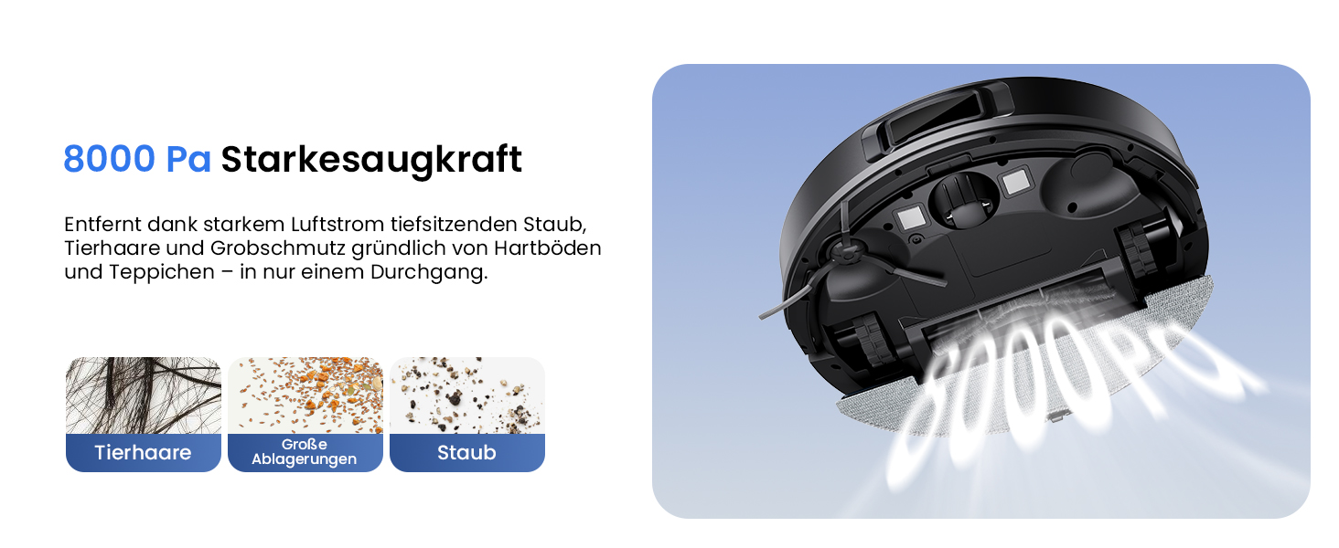 Робот-пилосос Proscenic Q10 з мокрою очисткою, 8000Pa, 200 хвилин роботи, лазерна навігація, керування через додаток, Alexa, Siri, Apple Watch, чорний