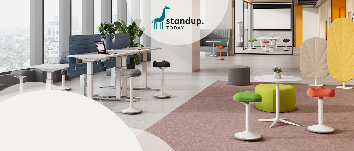 Standup.Today Ерганомічний хокер Ella (білий/зелений) – регульована висота 55-80 см – для офісу та дому – з ефектом гойдання