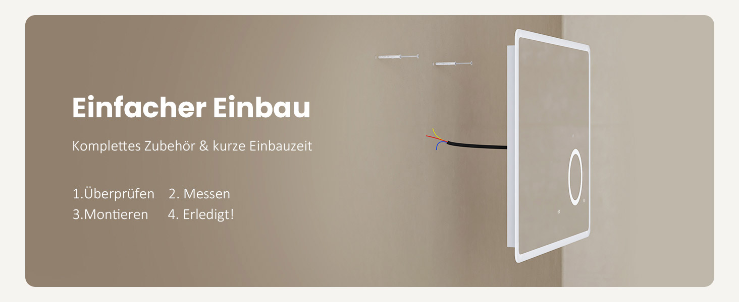 Дзеркало для ванної кімнати EMKE з підсвічуванням 100x60 см, LED, 3x косметичне дзеркало, 6500K, сенсорне, IP44, енергозберігаюче