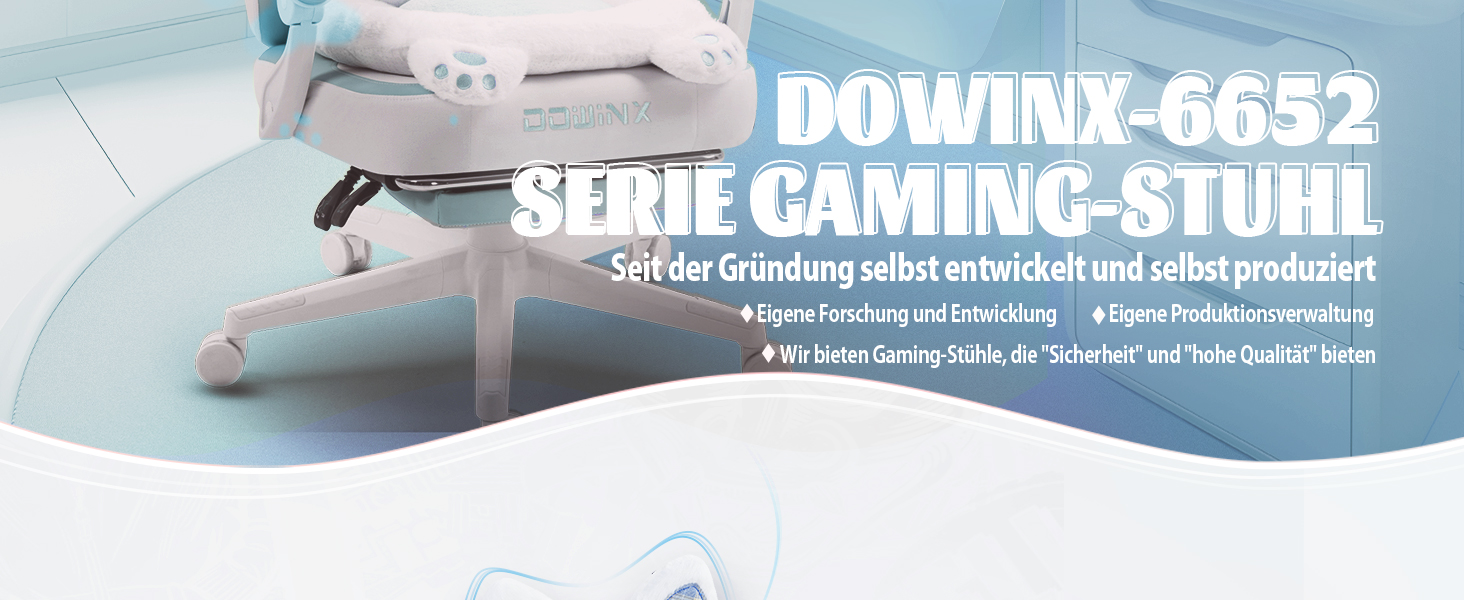 Ігровий крісло Dowinx з підніжкою, комфортний ігровий сідло для ПК, рожево-білий, для дорослих