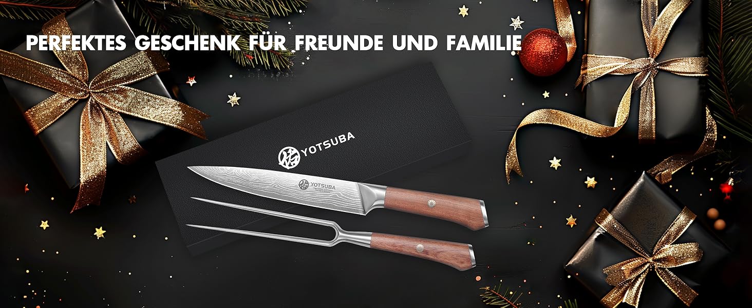 Набір кухонних ножів YOTSUBA Profi з дерев'яним блоком та точилкою, ножиці, набір кухонних ножів з нержавіючої сталі, 33 см