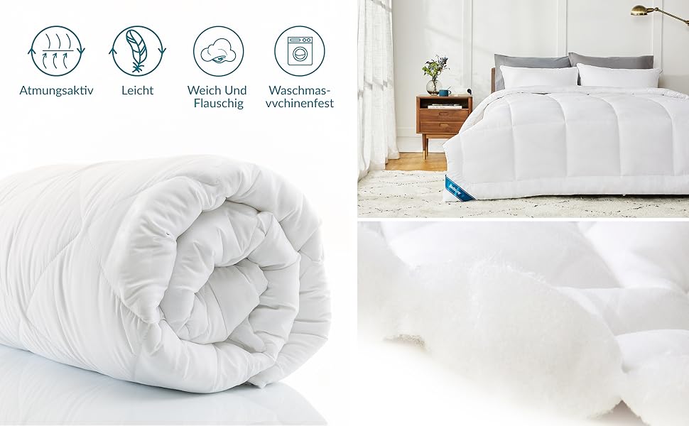 Ковдра BEDSURE 135x200 см - чотирисезонна, стеганий ковдра, сертифікат Oeko-Tex, білий, для алергіків
