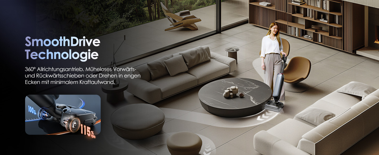 Tineco Floor One S9 Artist Steam Pro: Акумуляторний пилосос для вологого та сухого прибирання, 22000 Па, анти-заплутування, сушка гарячим повітрям 85°C, 50 хв роботи, для твердих поверхонь, шерсті тварин