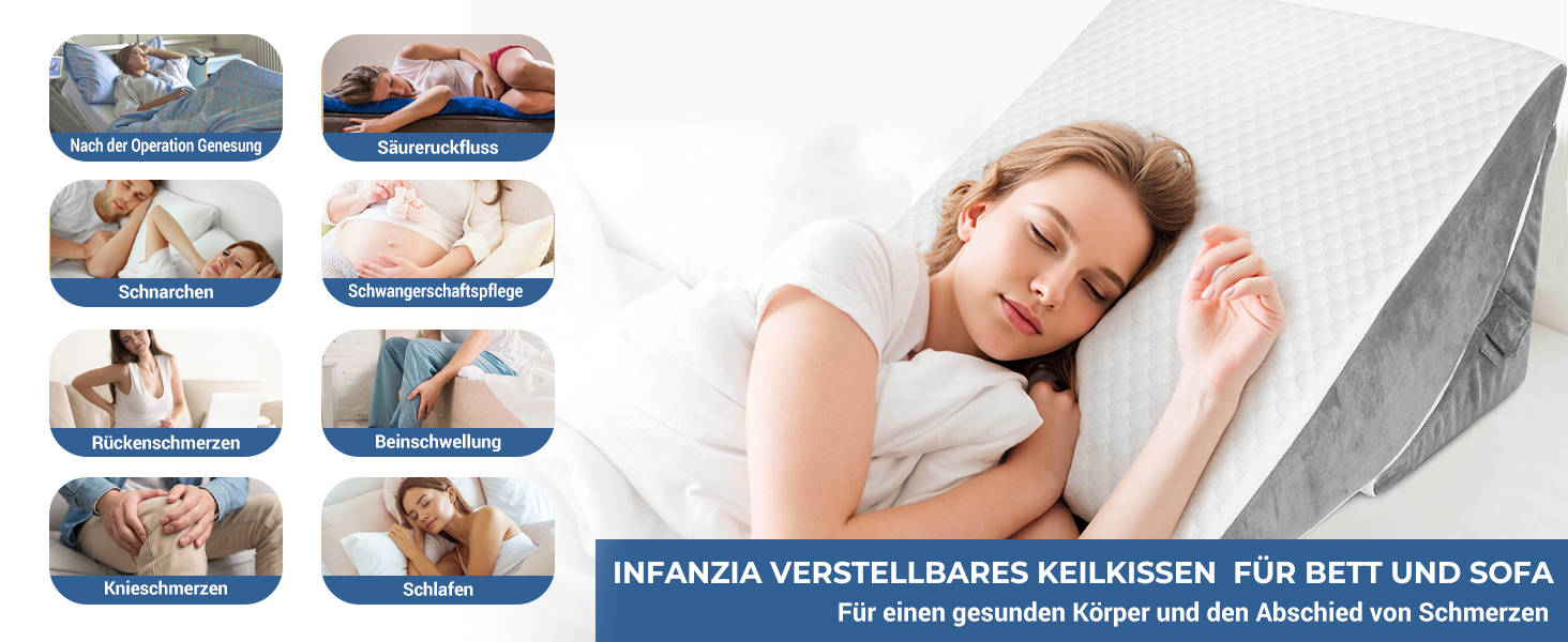 Регульована ортопедична подушка-клин з валком для шиї, подушка для читання та підтримки спини з пінополіуретану високої щільності для ліжка та дивана