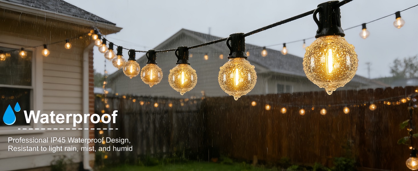 LED гірлянда вулична 30м, 52 лампи G40, водонепроникна для саду, тераси, балкона