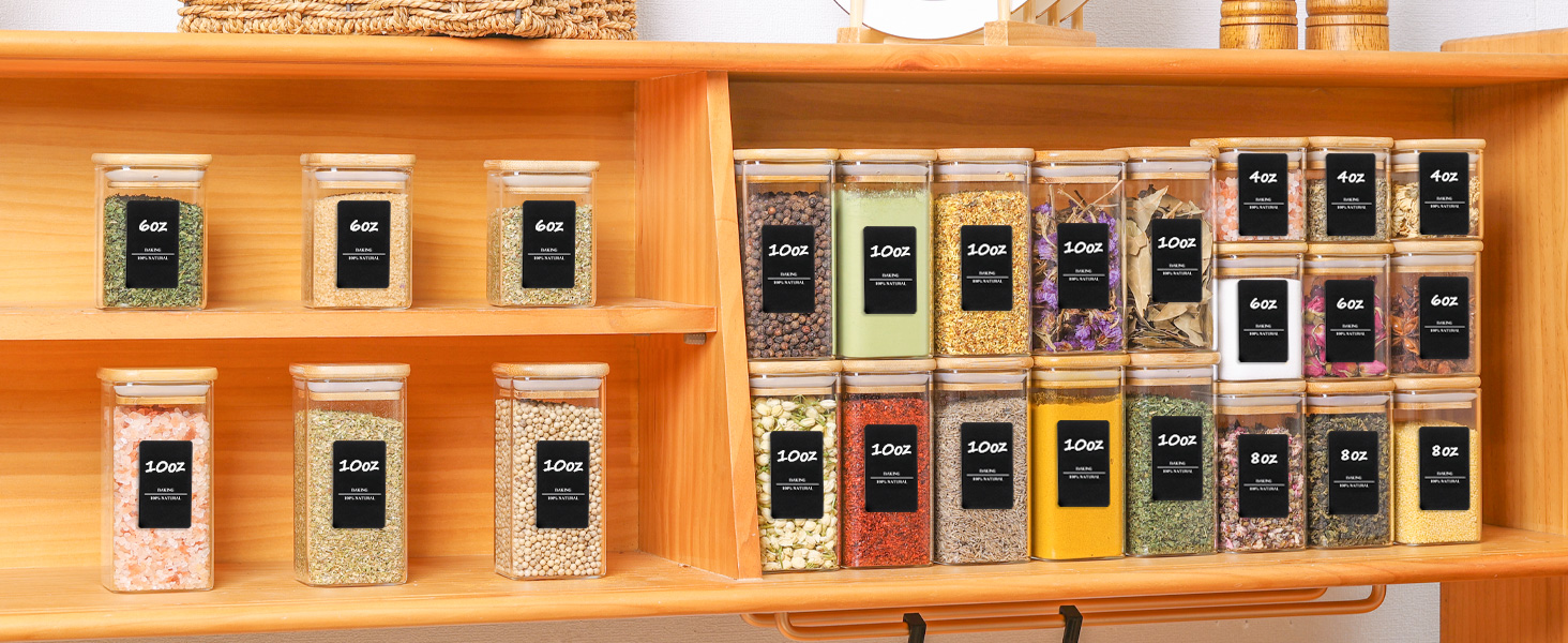 Набір баночок для спецій ComSaf 24 шт. по 120 мл з мітками, бамбуковими кришками та нержавіючим сталевим воронкою