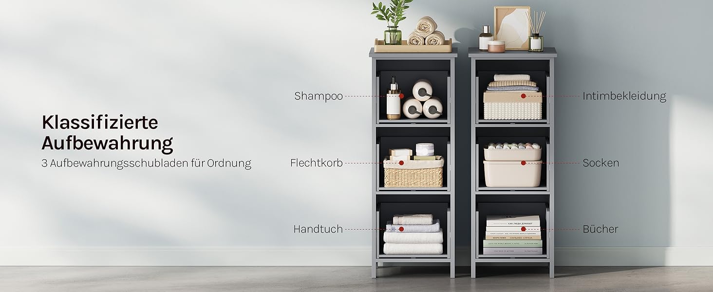 Шафка для ванної кімнати WOLTU, вузька, з 3 висувними ящиками, 32 x 30 x 81 см, для ванної, вітальні, спальні, кухні, сучасний дизайн, білий колір, BZS123ws