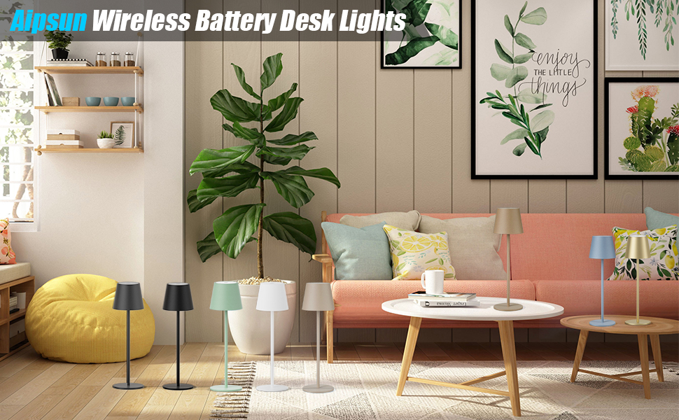 Aipsun LED настільна лампа акумуляторна, диммер, зелена, 5500mAh, IP54, для дому та вулиці (ресторан, бар, спальня)
