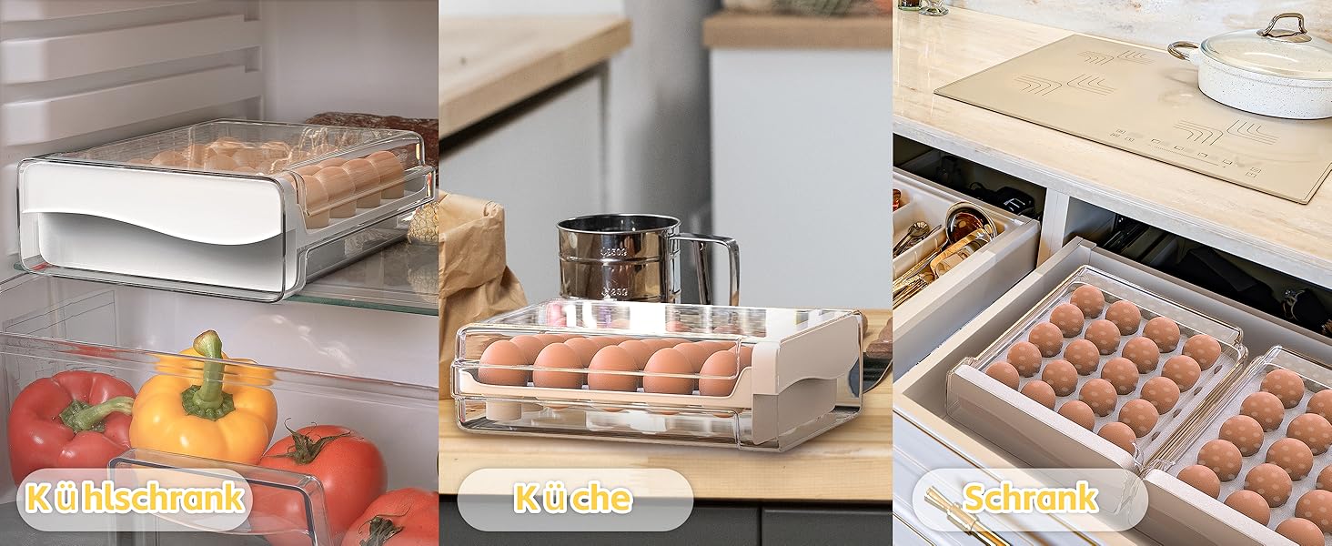 Контейнер для яєць Deecam: органайзер для холодильника на 20 яєць, прозорий, білий