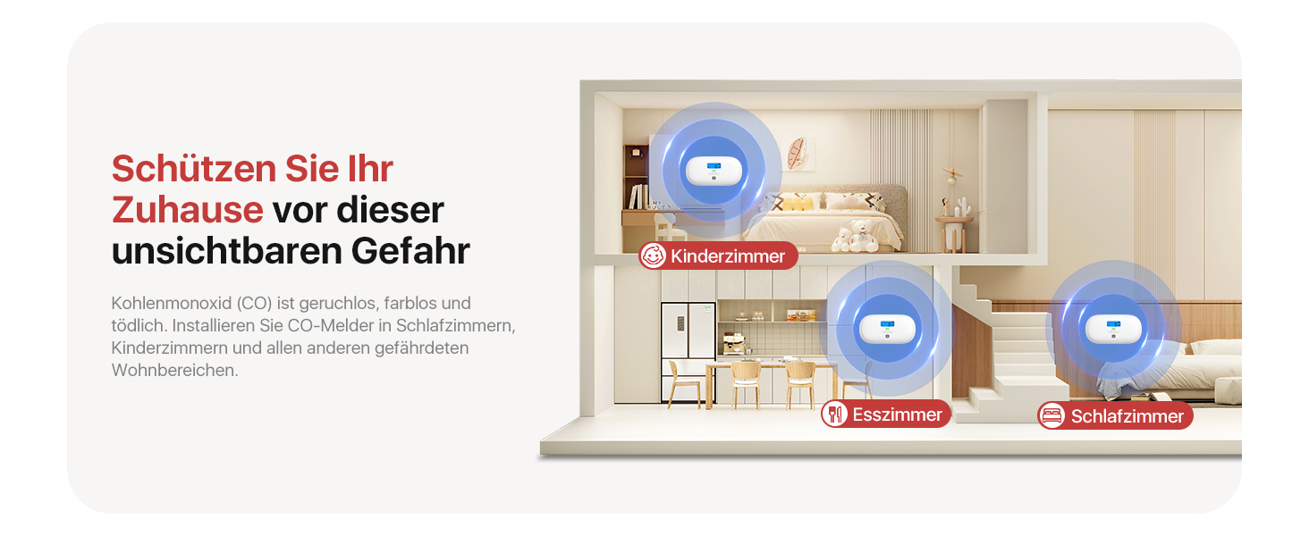 X-Sense Детектор чадного газу XC0C-iR з LCD-дисплеєм, сертифікат TÜV Rheinland, керування через додаток, змінна батарея, 1 шт. Білий