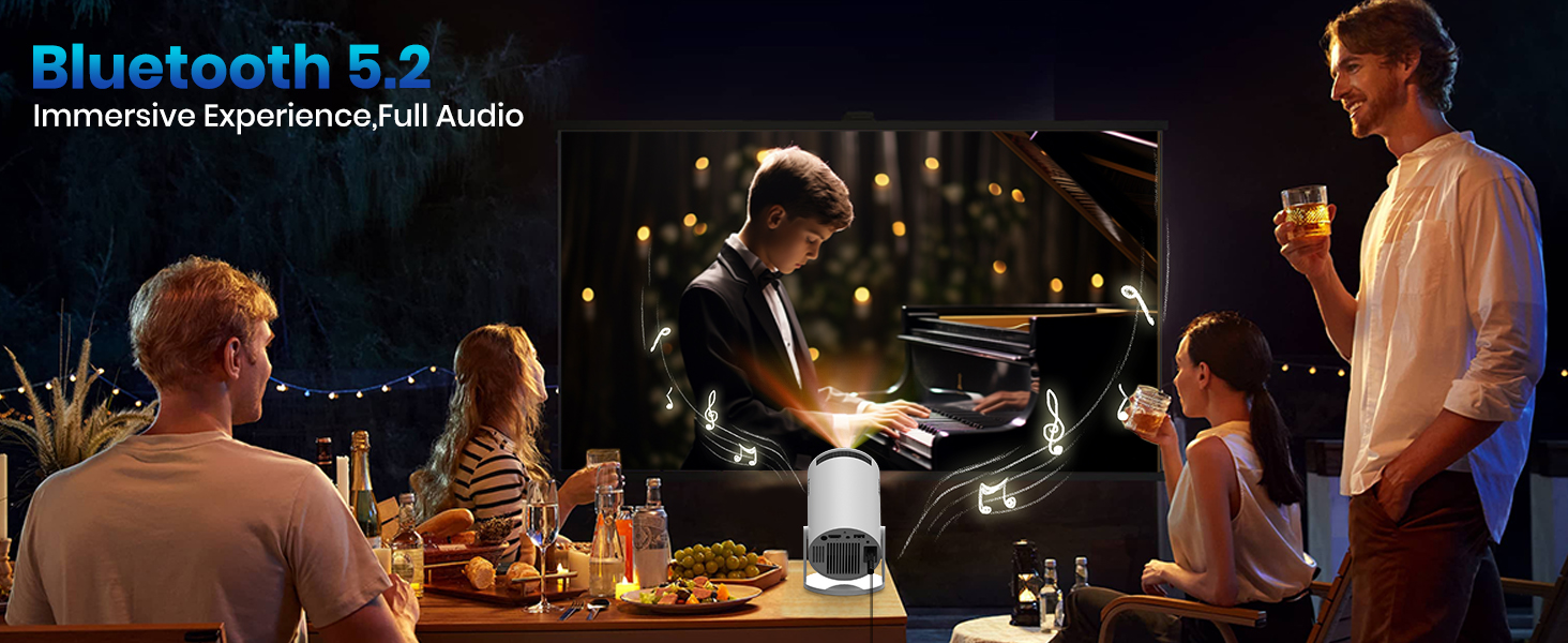 Портативний проєктор Mini Beamer: 1080P, 4K, Android, iOS, WiFi, Bluetooth, 180°