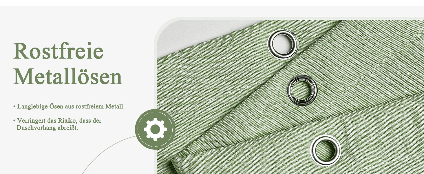 Шторка для душу EurCross з льону, текстурована, зелена, 180x200 см, для ванної кімнати, текстильна, важка, водонепроникна, з 12 кільцями, антибактеріальна, для готелів, поліестер, миється, штора для душу, зелена H200 x B180 см (1 шт.)