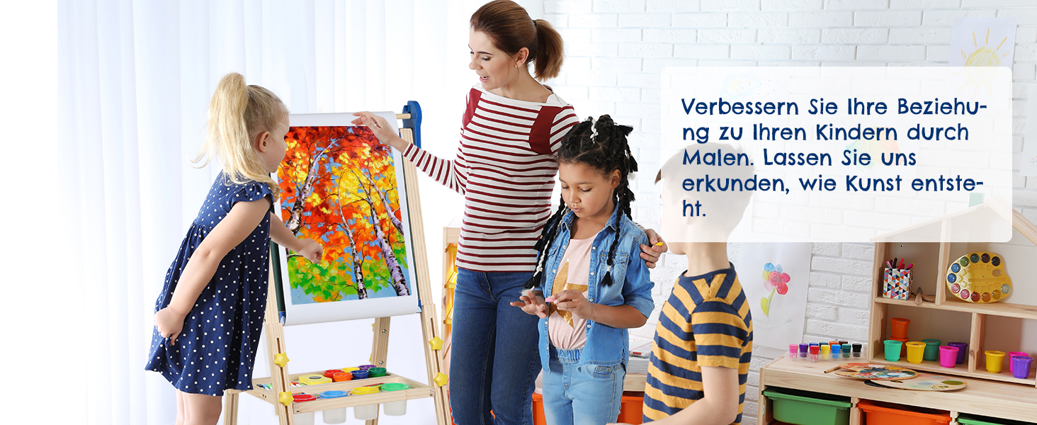 Дитяча мольберт Kinder 3-в-1 з магнітною дошкою, для малювання, висотою регулюється, блакитний, подарунок для дітей