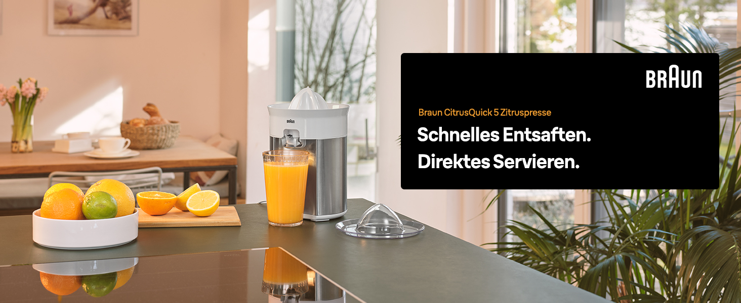 Цитрусовий прес Braun CitrusQuick 5 CJ5050 BK: Електричний, з автоматичним стартом/стопом, антикрапельним носиком, легке очищення, білий