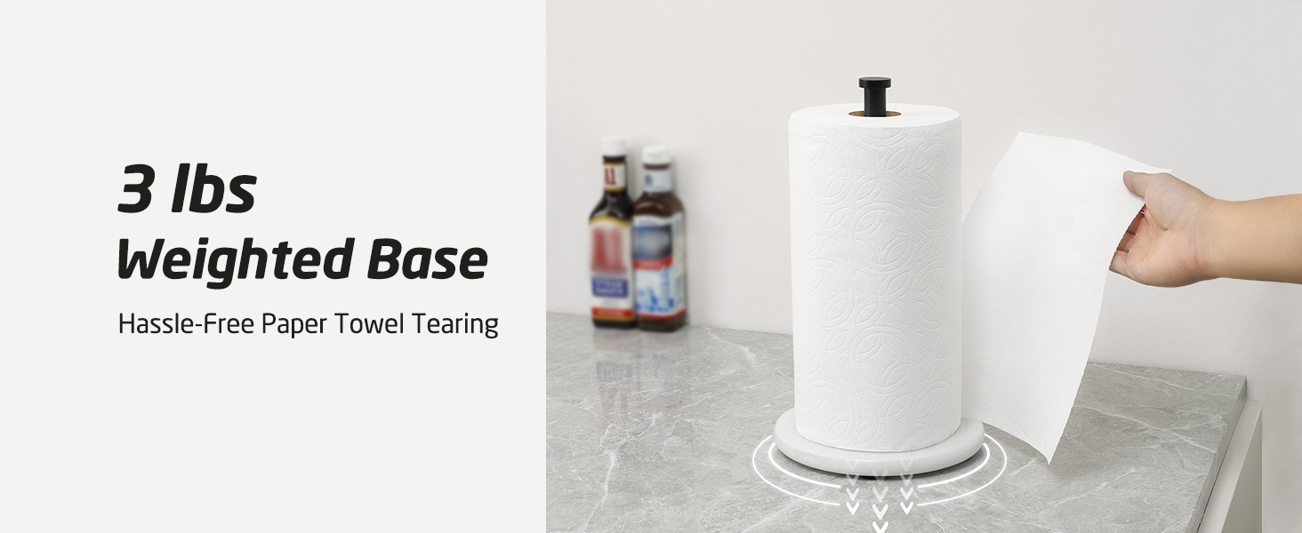 Тримач для паперових рушників KES з мармуром та нержавіючої сталі SUS304, підстільний, чорний, 20 см