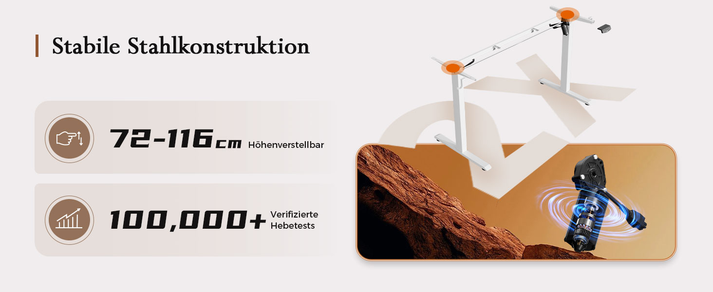 Регульований по висоті офісний стіл Klicelor 100x60 см з кріпленням для монітора, білий. Комп'ютерний стіл для роботи стоячи-сидячи з пам'яттю позицій