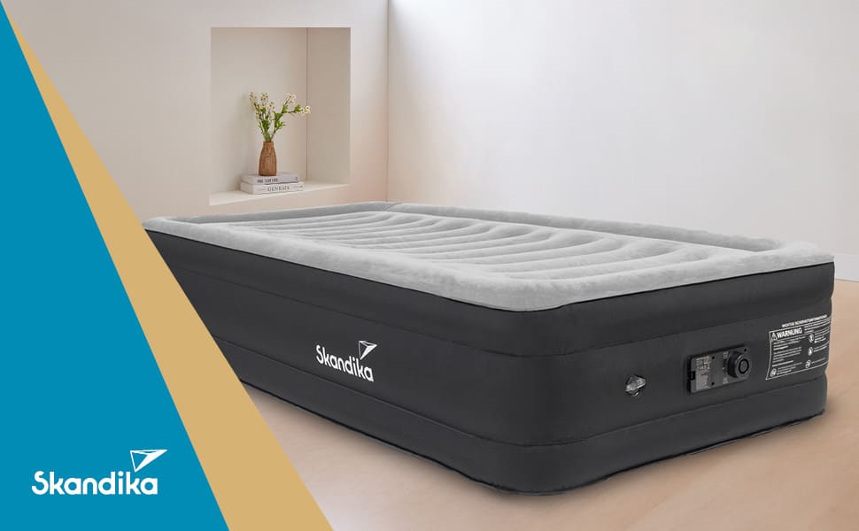 Надувний матрац Skandika Sveja Flex | Самостійно надувний матрац для кемпінгу, 204 x 151 x 43 см, 300 кг, з насосом та сумкою