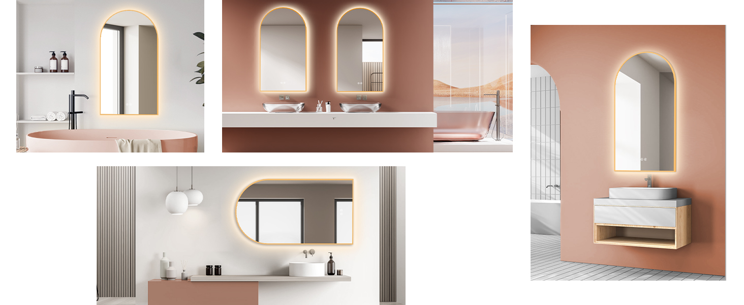 Дзеркало для ванної кімнати LED HOKO Design Turin, овальне, 45x75 см, матовий чорний, з підсвічуванням, сенсорне керування, зміна кольору світла (тепле/холодне/нейтральне), антизапарювання, монтаж HOCH+QUER