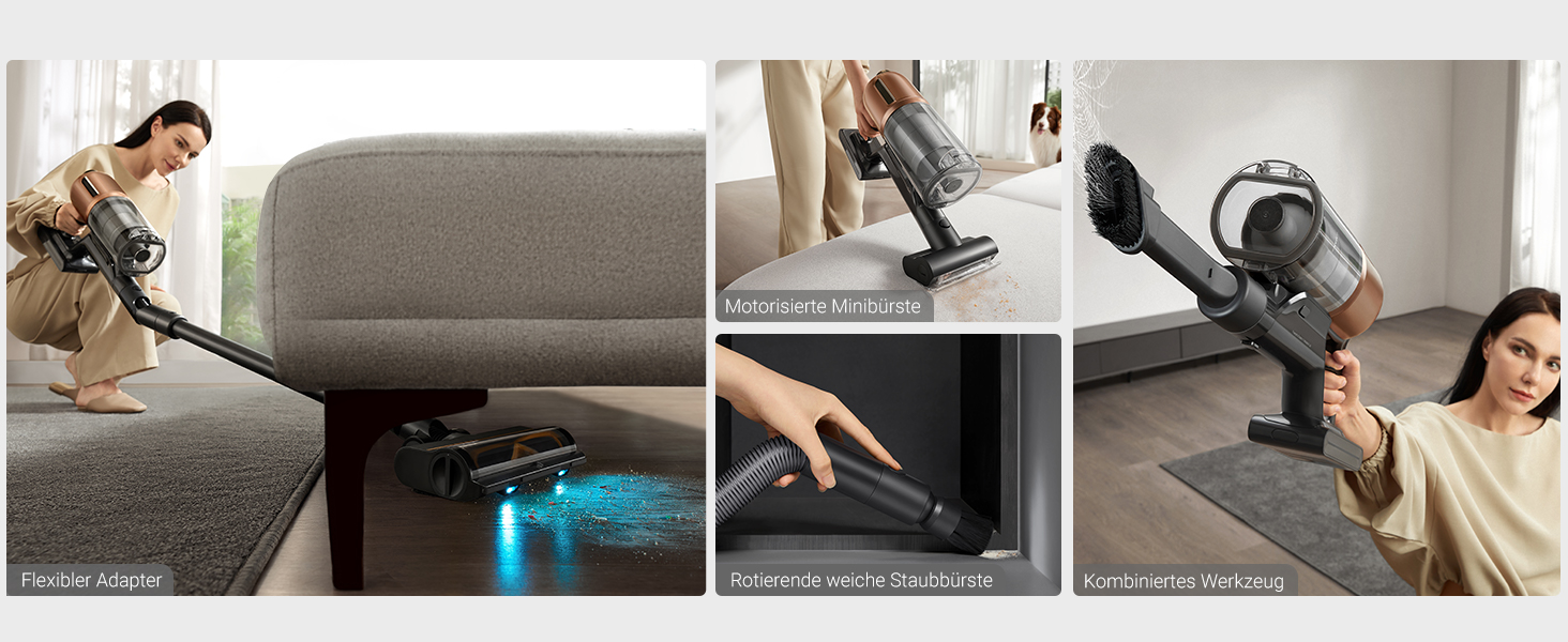 Dreame Z20 - Бездротовий пилосос з потужністю 190AW, LED-дисплеєм та технологією розпізнавання бруду, синій LED-підсвічування, для прибирання дому, видалення шерсті тварин та килимів