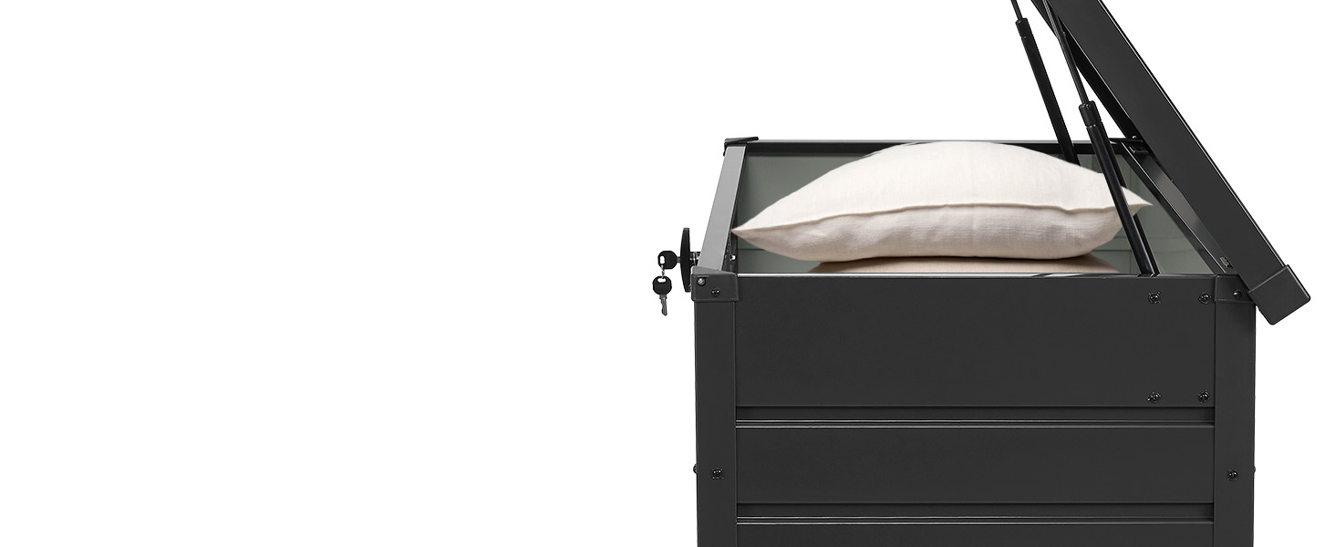 Ящик для зберігання вуличний Juskys Metall Limani 380л, водонепроникний, з замком, антрацит - для саду, подушок, меблів