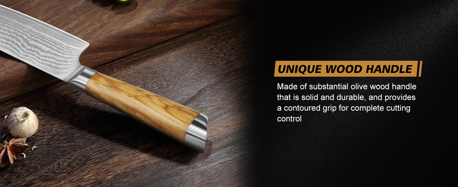 Набір кухонних ножів HOSHANHO 7 предметів: 20 см, сталь Дамаск, 67 шарів, японський, ергономічна ручка