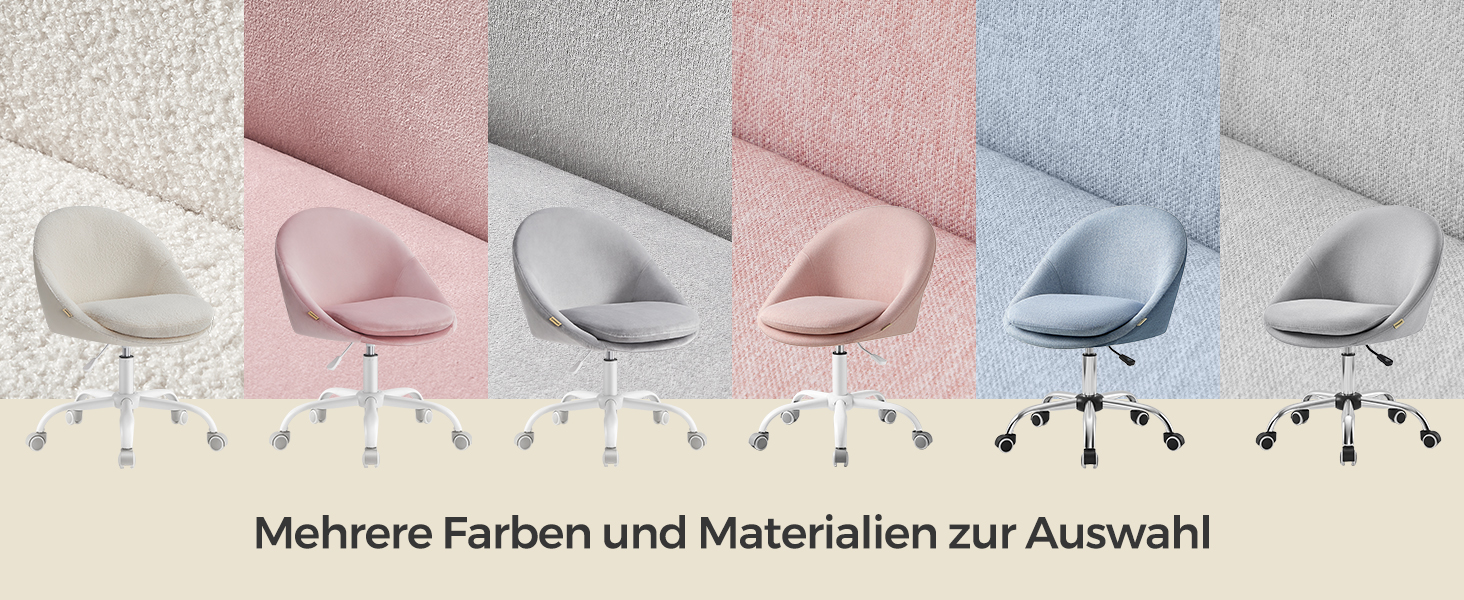 Крісло SONGMICS для офісу та дому, крісло для макіяжу з велюру, регульоване по висоті, сіре, OBG020G04