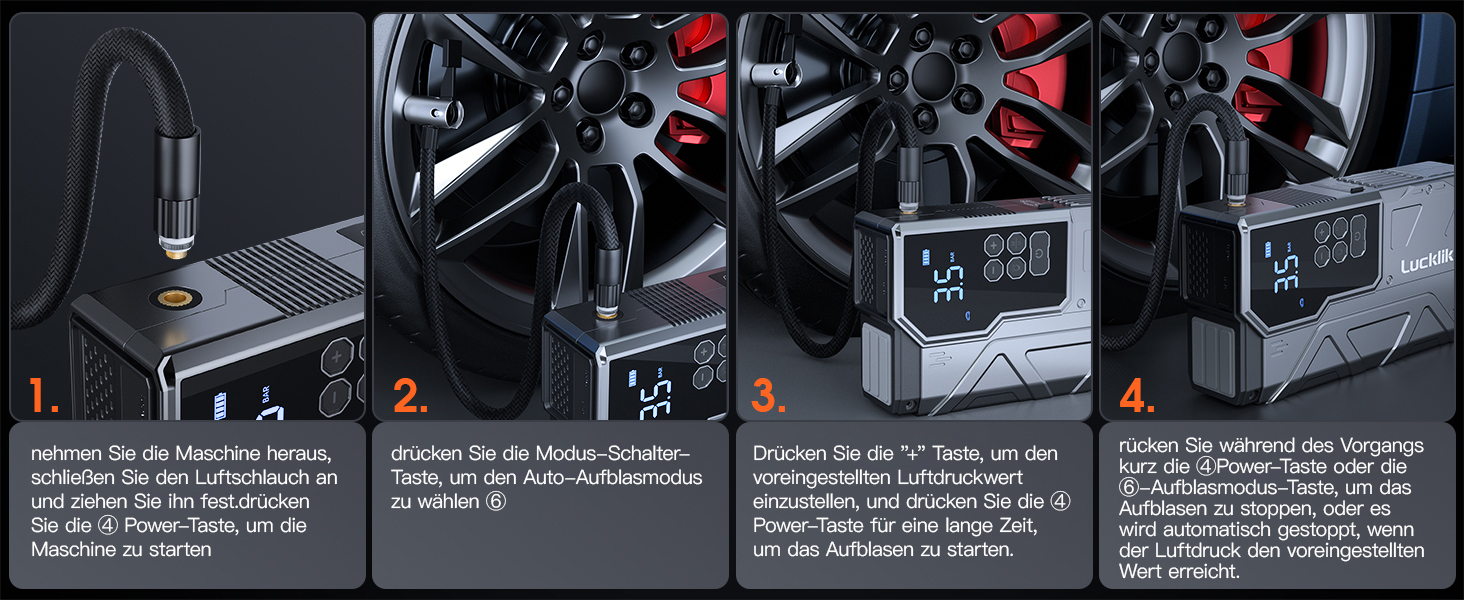 Powerbank з компресором Lucklike 150PSI, 5000A для авто, мото, газонокосарки (10.0л/8.0л Diesel)