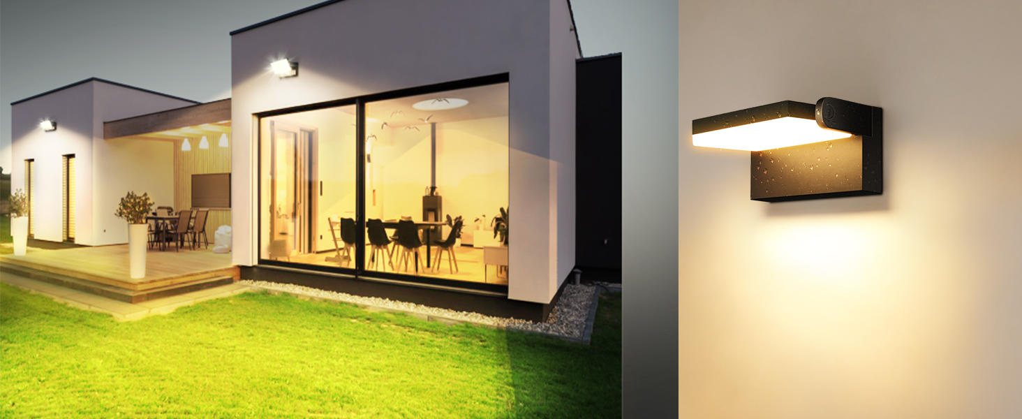 Стіна LED-ліхтар ledmo 60W чорний, 3000K, 5000LM, поворотна панель 360°, водонепроникна IP65 для вулиці та приміщень